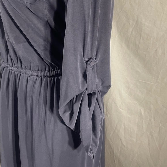 Torrid Dark Slate Grey Cupro Zip Front Drawstring Shirt Dress Size 1 - Picture 7 of 11